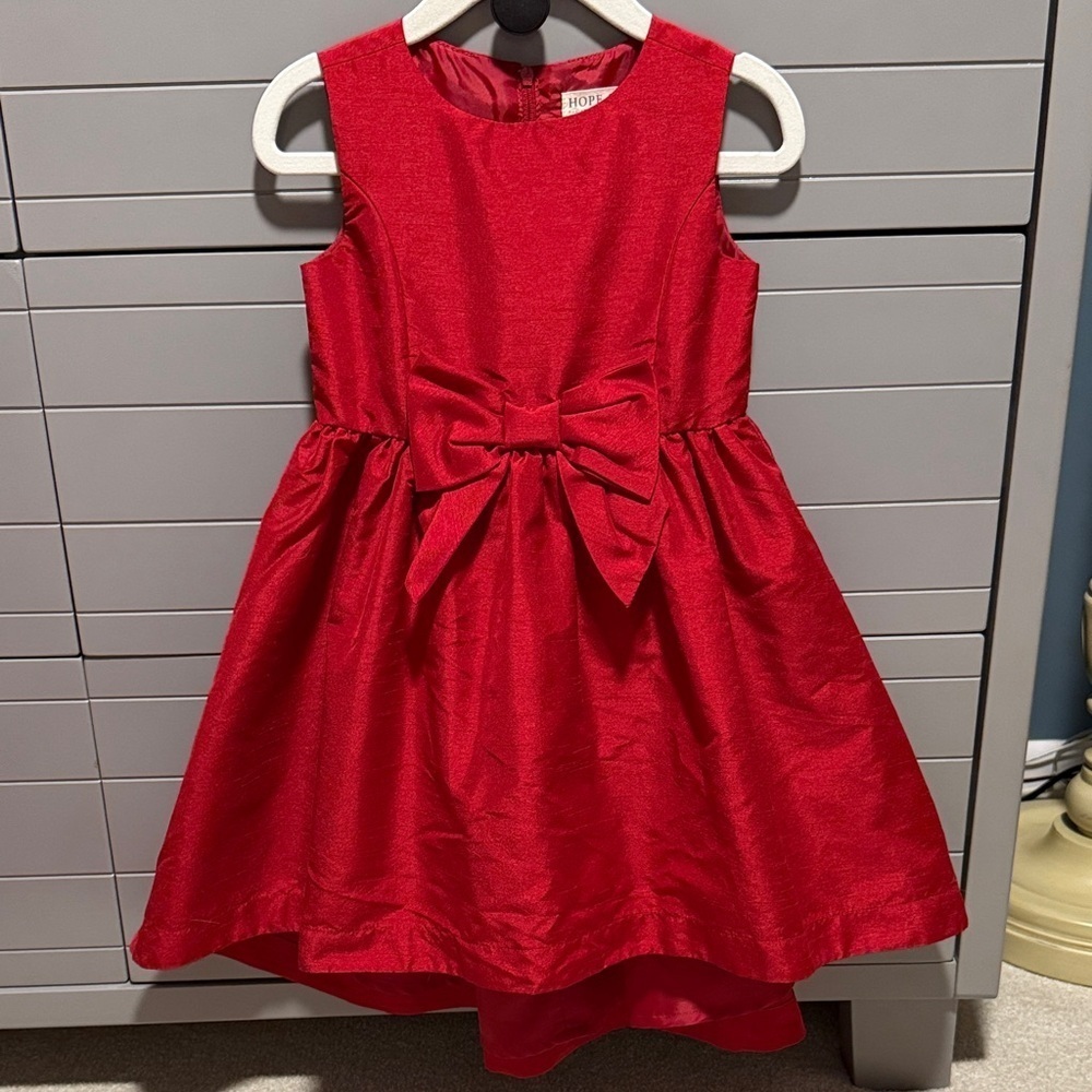 Hope & Henry Elegant Red Sleeveless Kids Dress w/ Bow Size 2T Christmas Holiday